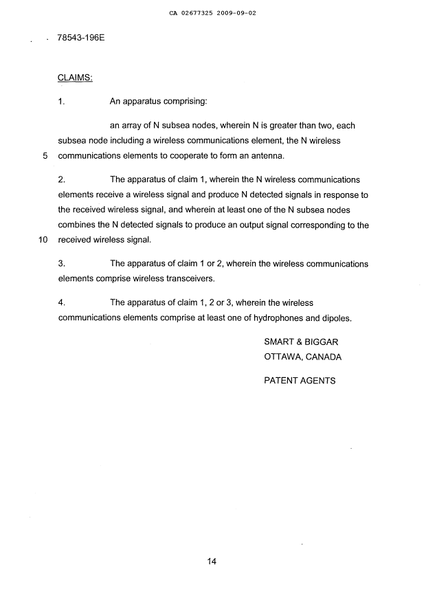 Canadian Patent Document 2677325. Claims 20081203. Image 1 of 1