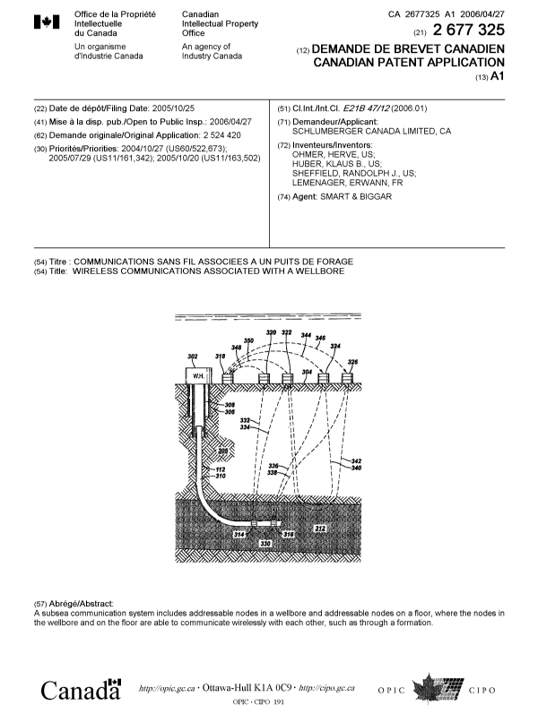 Canadian Patent Document 2677325. Cover Page 20091102. Image 1 of 1