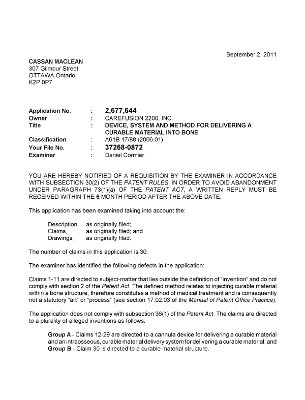 Canadian Patent Document 2677644. Prosecution-Amendment 20101202. Image 1 of 2