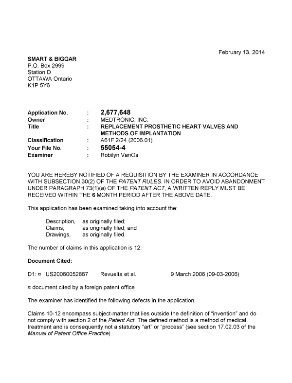 Canadian Patent Document 2677648. Prosecution-Amendment 20131213. Image 1 of 2