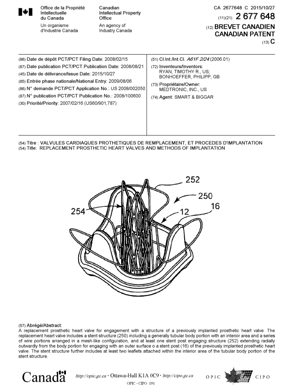 Canadian Patent Document 2677648. Cover Page 20141207. Image 1 of 1