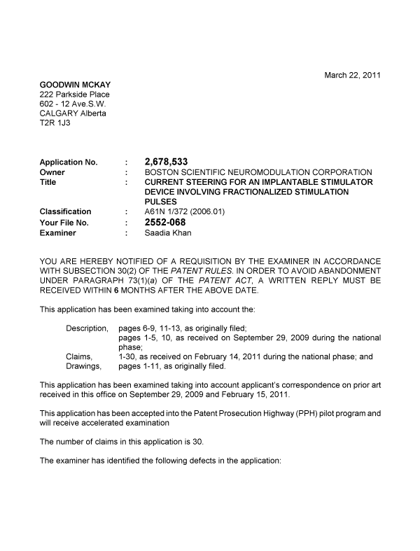 Document de brevet canadien 2678533. Poursuite-Amendment 20110322. Image 1 de 2