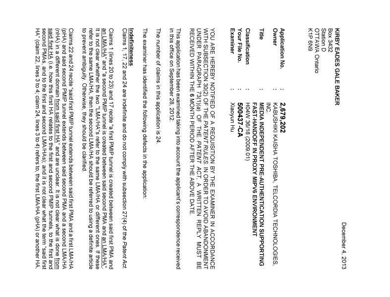 Document de brevet canadien 2679202. Poursuite-Amendment 20121204. Image 1 de 2