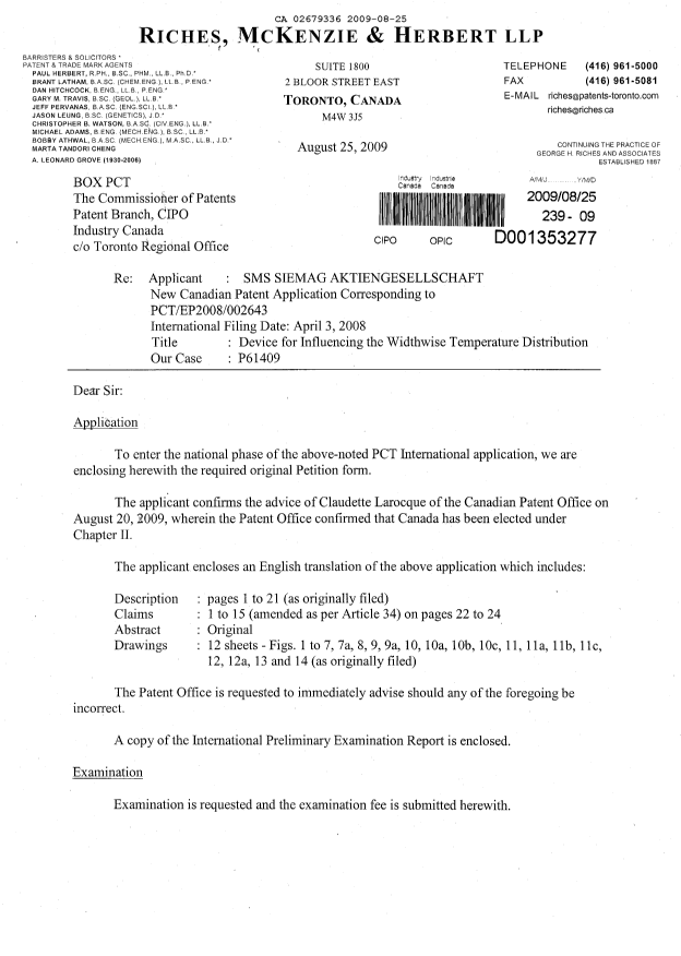 Canadian Patent Document 2679336. Assignment 20090825. Image 1 of 4