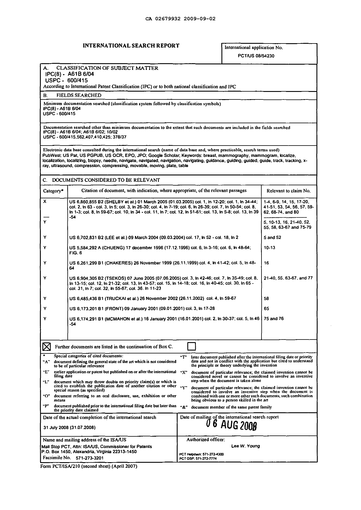 Document de brevet canadien 2679932. PCT 20090902. Image 1 de 2