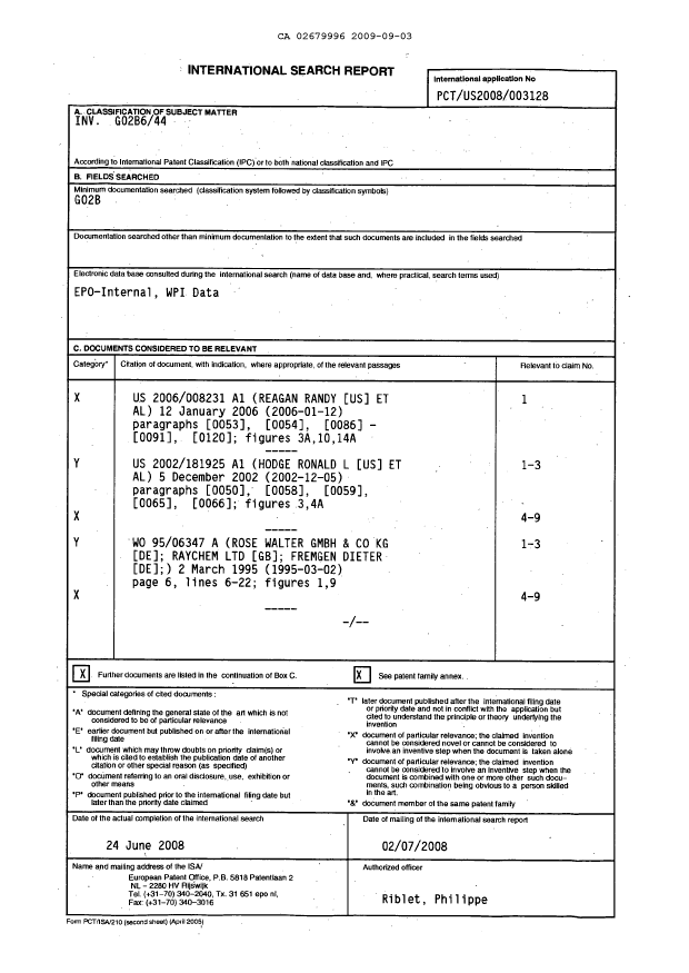 Canadian Patent Document 2679996. PCT 20081203. Image 1 of 3