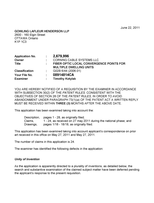 Canadian Patent Document 2679996. Prosecution-Amendment 20101222. Image 1 of 2