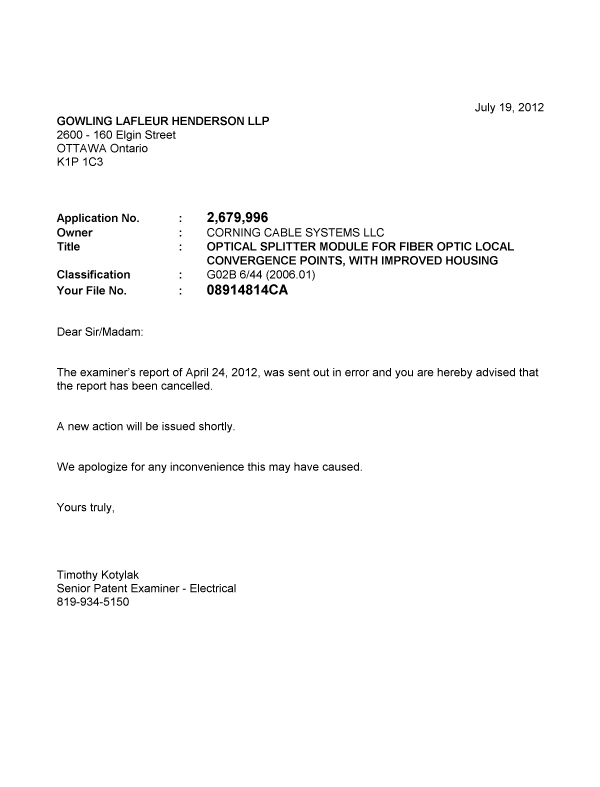 Canadian Patent Document 2679996. Correspondence 20111219. Image 1 of 1