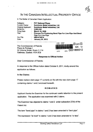Canadian Patent Document 2680040. Prosecution-Amendment 20120124. Image 1 of 4