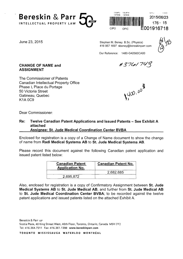 Document de brevet canadien 2682685. Cession 20150623. Image 1 de 58