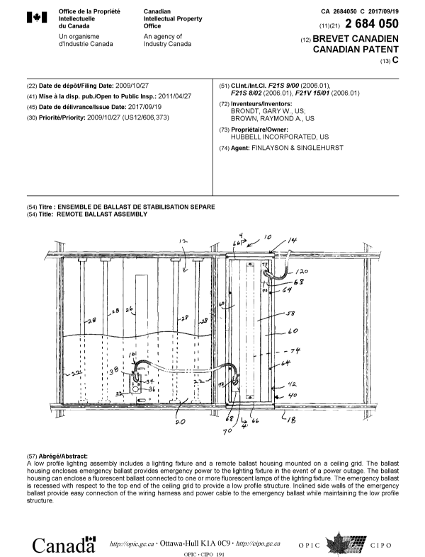 Document de brevet canadien 2684050. Page couverture 20170818. Image 1 de 1