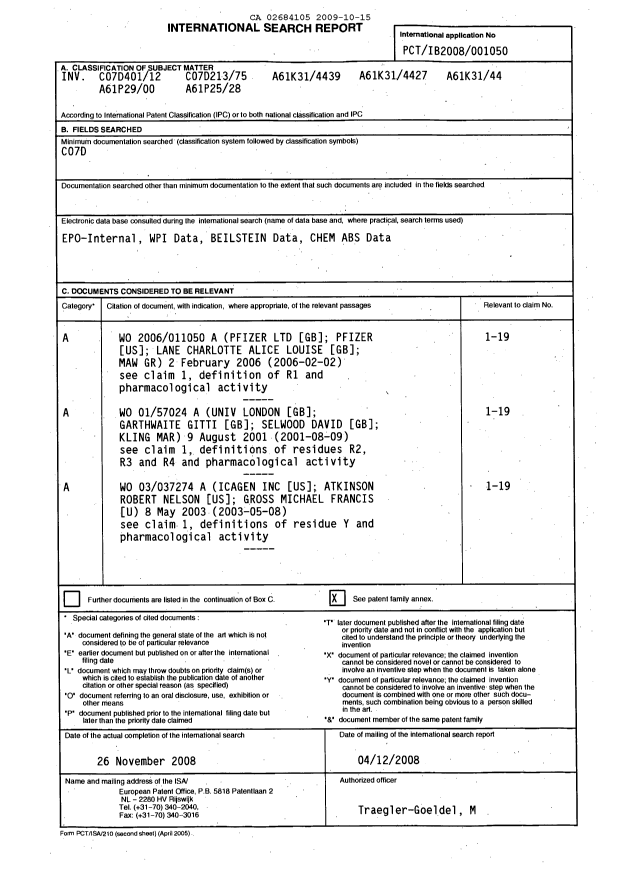 Document de brevet canadien 2684105. PCT 20091015. Image 1 de 3
