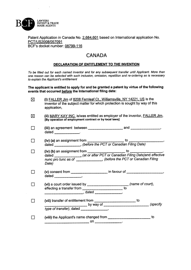 Canadian Patent Document 2684601. Correspondence 20091208. Image 3 of 6