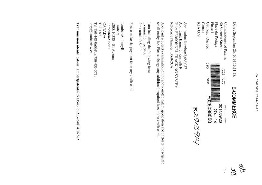 Canadian Patent Document 2686037. Prosecution-Amendment 20140926. Image 1 of 1