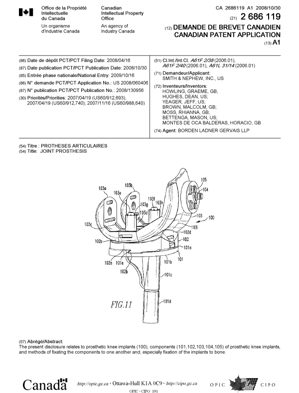 Canadian Patent Document 2686119. Cover Page 20081222. Image 1 of 1