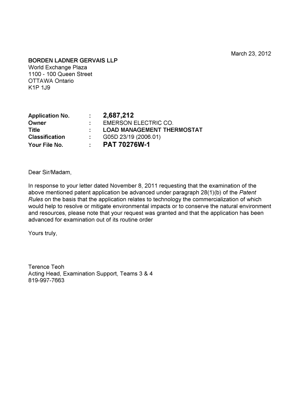 Document de brevet canadien 2687212. Poursuite-Amendment 20120323. Image 1 de 1