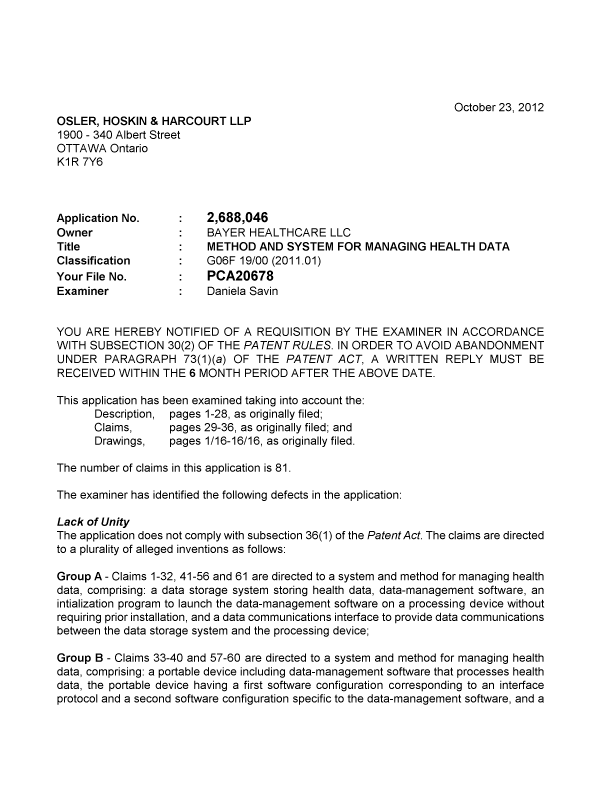 Document de brevet canadien 2688046. Poursuite-Amendment 20121023. Image 1 de 2