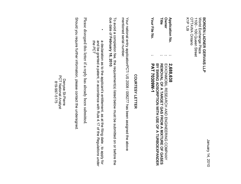Canadian Patent Document 2688638. Correspondence 20100114. Image 1 of 1
