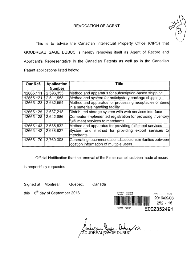 Canadian Patent Document 2688832. Correspondence 20151206. Image 1 of 1