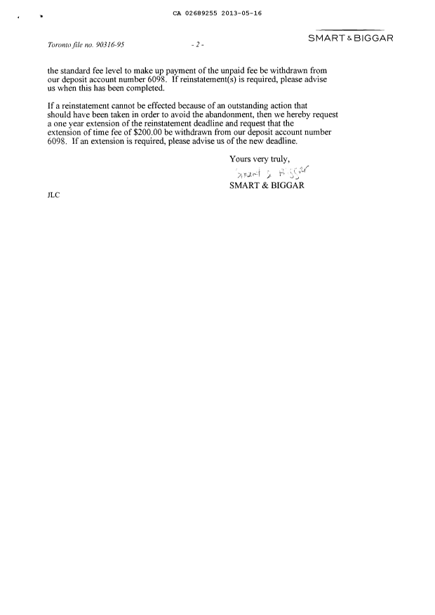 Canadian Patent Document 2689255. Prosecution-Amendment 20130516. Image 2 of 2