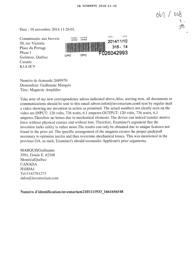 Document de brevet canadien 2689970. Poursuite-Amendment 20131210. Image 1 de 1
