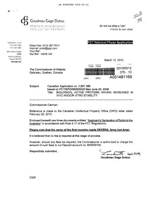 Canadian Patent Document 2691386. Correspondence 20100312. Image 1 of 4