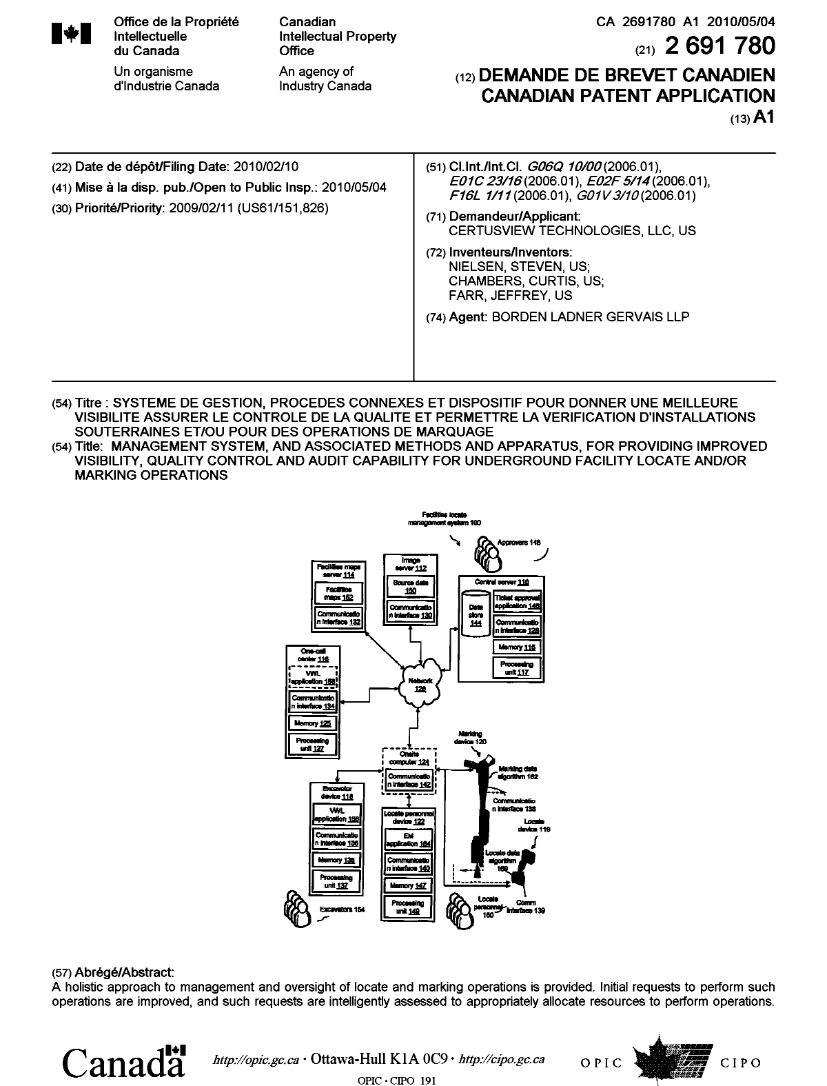 Canadian Patent Document 2691780. Cover Page 20100427. Image 1 of 2