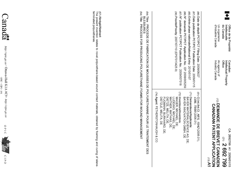 Document de brevet canadien 2692799. Page couverture 20100322. Image 1 de 1