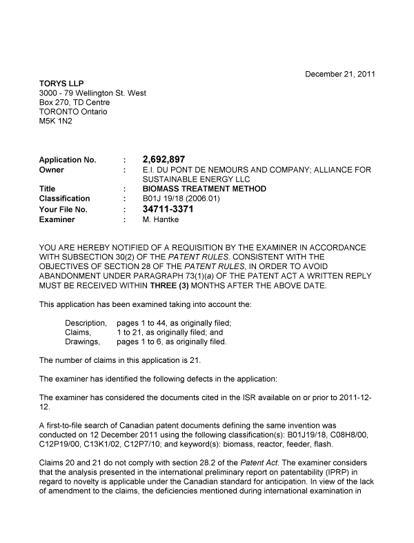 Canadian Patent Document 2692897. Prosecution-Amendment 20101221. Image 1 of 2