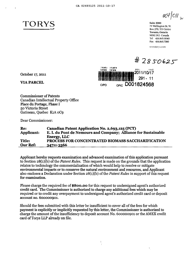 Canadian Patent Document 2693125. Prosecution-Amendment 20101217. Image 1 of 3