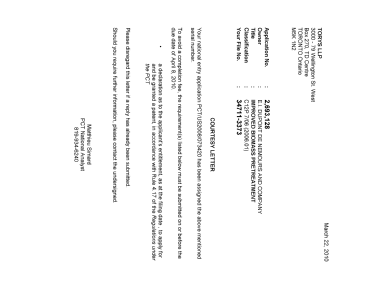 Document de brevet canadien 2693128. Correspondance 20091222. Image 1 de 1