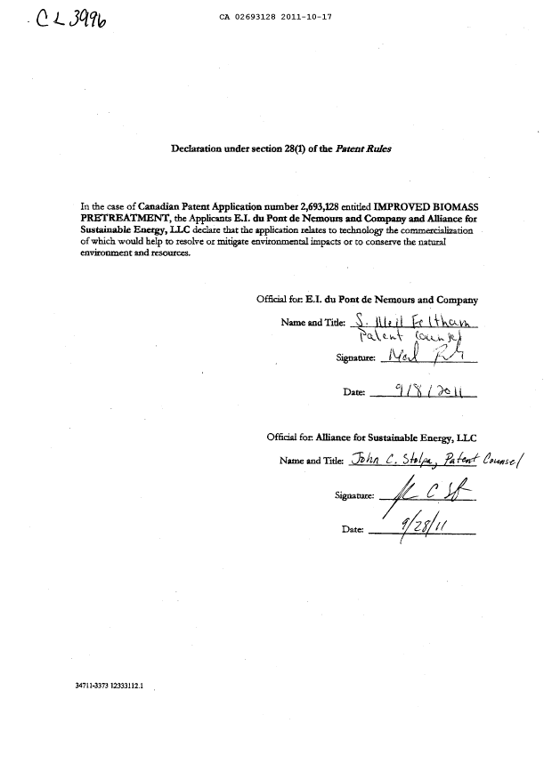 Document de brevet canadien 2693128. Poursuite-Amendment 20111017. Image 3 de 3