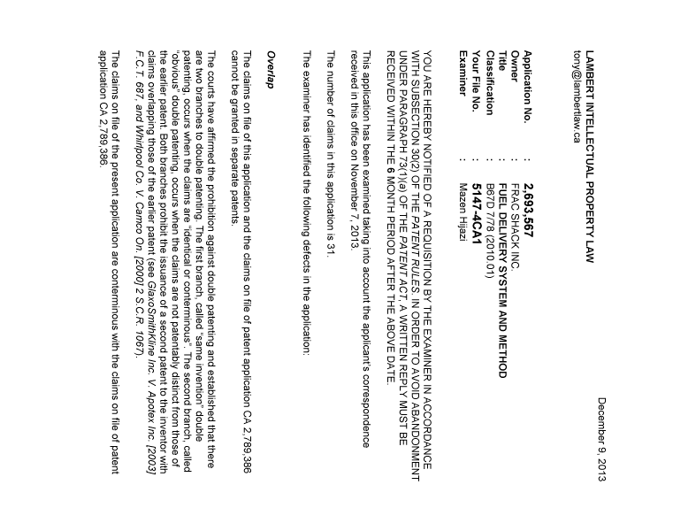 Document de brevet canadien 2693567. Poursuite-Amendment 20121209. Image 1 de 2