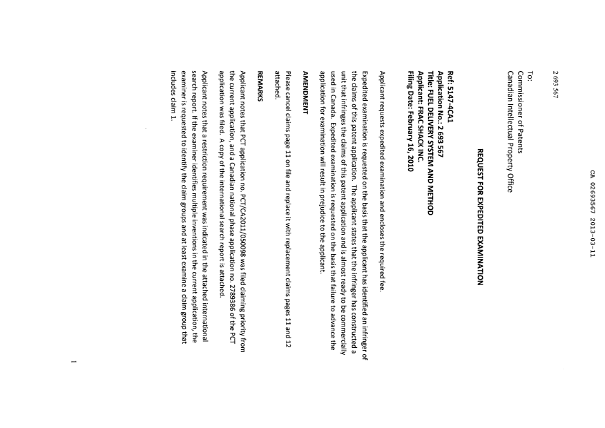 Document de brevet canadien 2693567. Poursuite-Amendment 20121211. Image 3 de 6