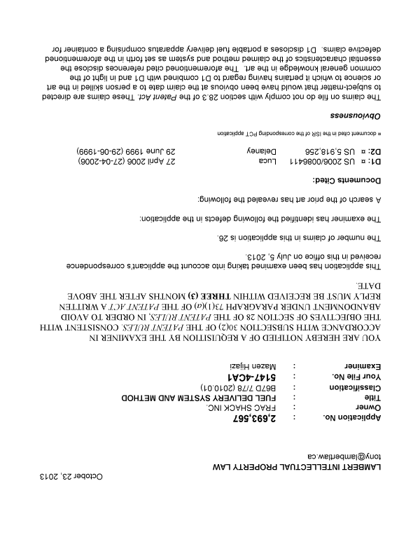 Canadian Patent Document 2693567. Prosecution-Amendment 20121223. Image 1 of 2