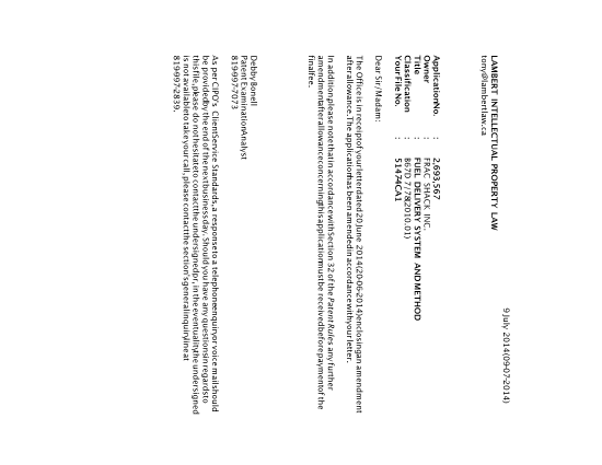Document de brevet canadien 2693567. Poursuite-Amendment 20131209. Image 1 de 1