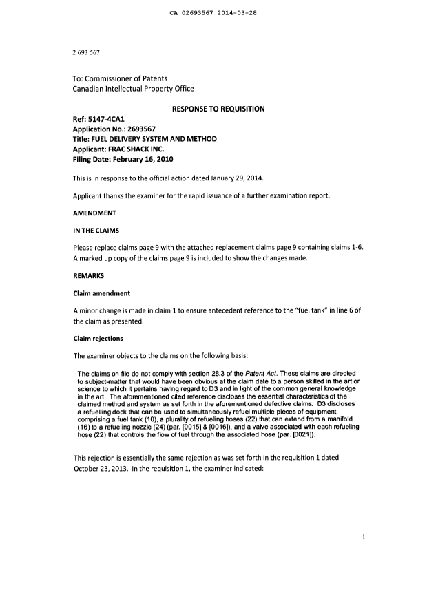 Canadian Patent Document 2693567. Prosecution-Amendment 20131228. Image 2 of 6