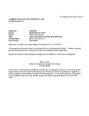 Document de brevet canadien 2693567. Correspondance 20131231. Image 1 de 1