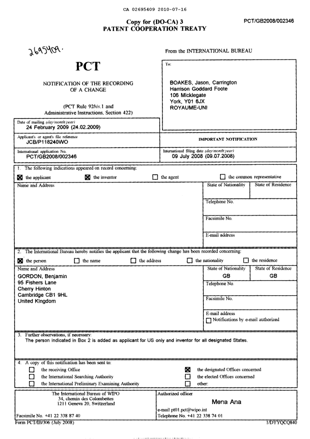 Document de brevet canadien 2695409. PCT 20100716. Image 1 de 1