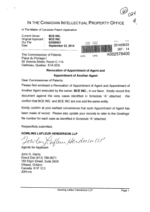 Canadian Patent Document 2695657. Correspondence 20140923. Image 1 of 6