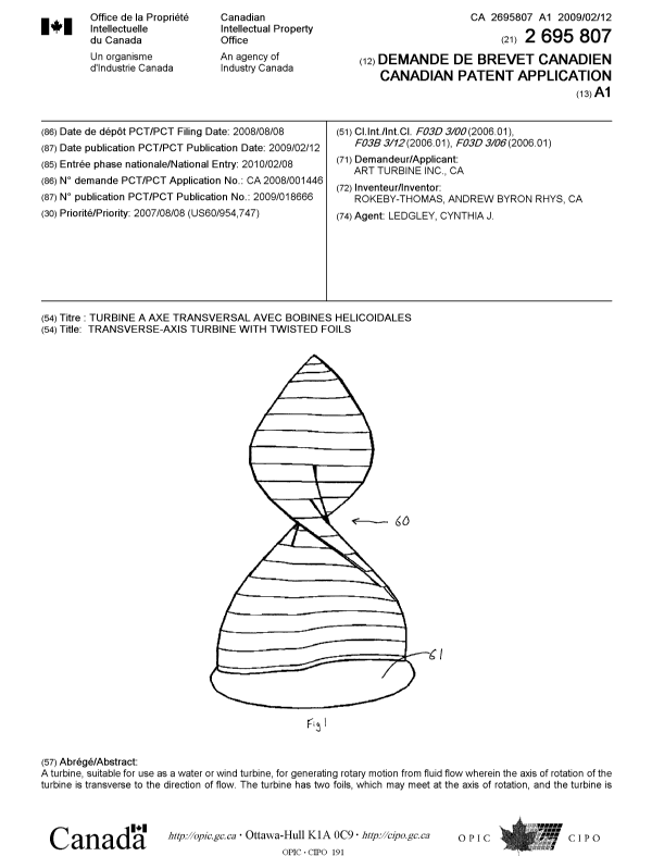 Canadian Patent Document 2695807. Cover Page 20100427. Image 1 of 2
