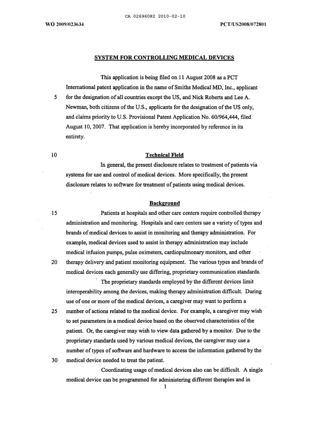 Canadian Patent Document 2696082. Description 20091210. Image 1 of 79