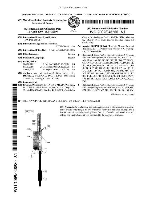 Document de brevet canadien 2697822. Abrégé 20100224. Image 1 de 2