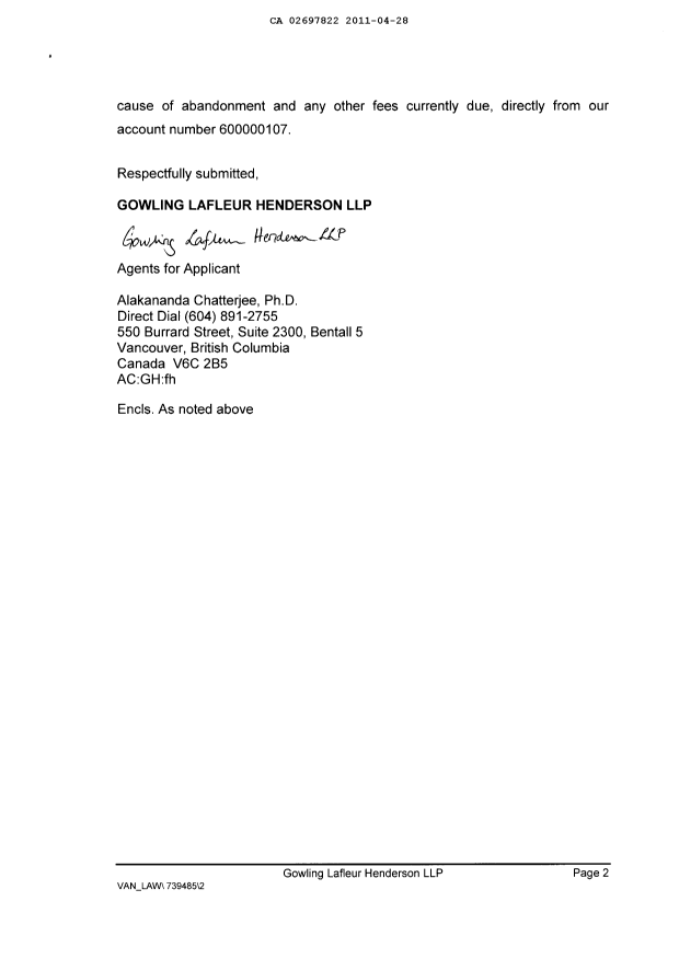 Canadian Patent Document 2697822. Prosecution-Amendment 20110428. Image 2 of 2