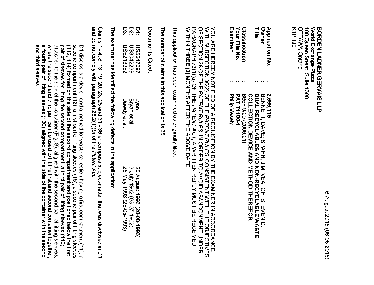 Canadian Patent Document 2699119. Prosecution-Amendment 20141206. Image 1 of 5