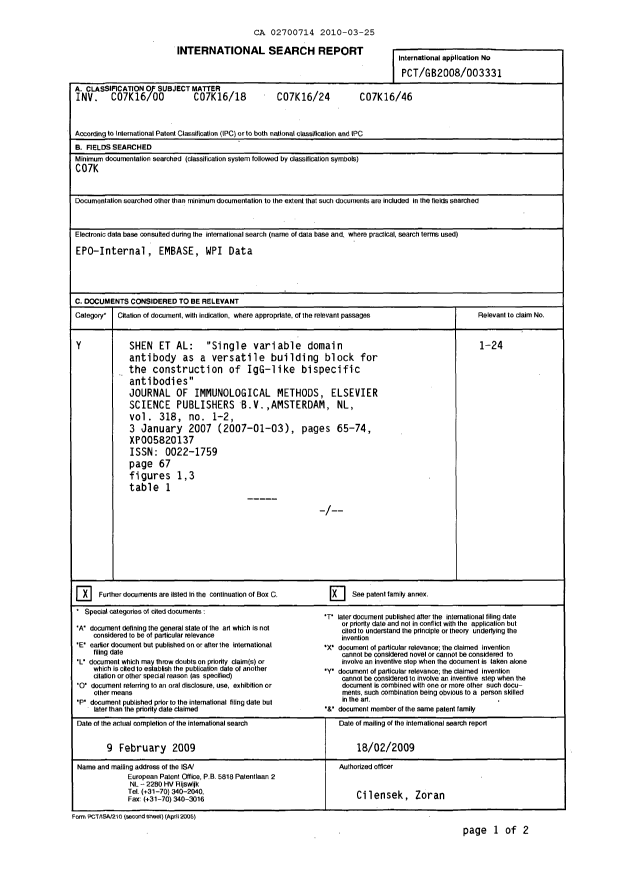 Document de brevet canadien 2700714. PCT 20100325. Image 1 de 4