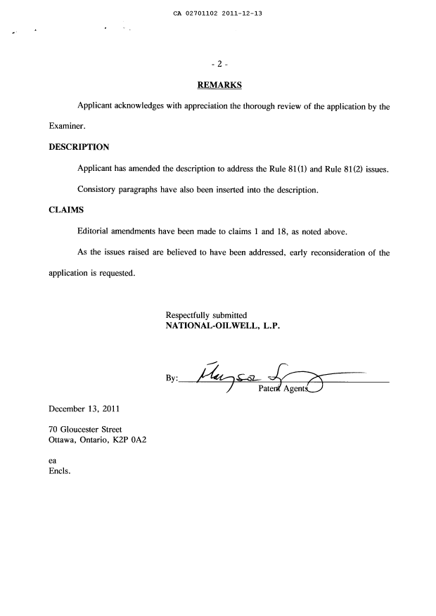 Canadian Patent Document 2701102. Prosecution-Amendment 20111213. Image 2 of 7