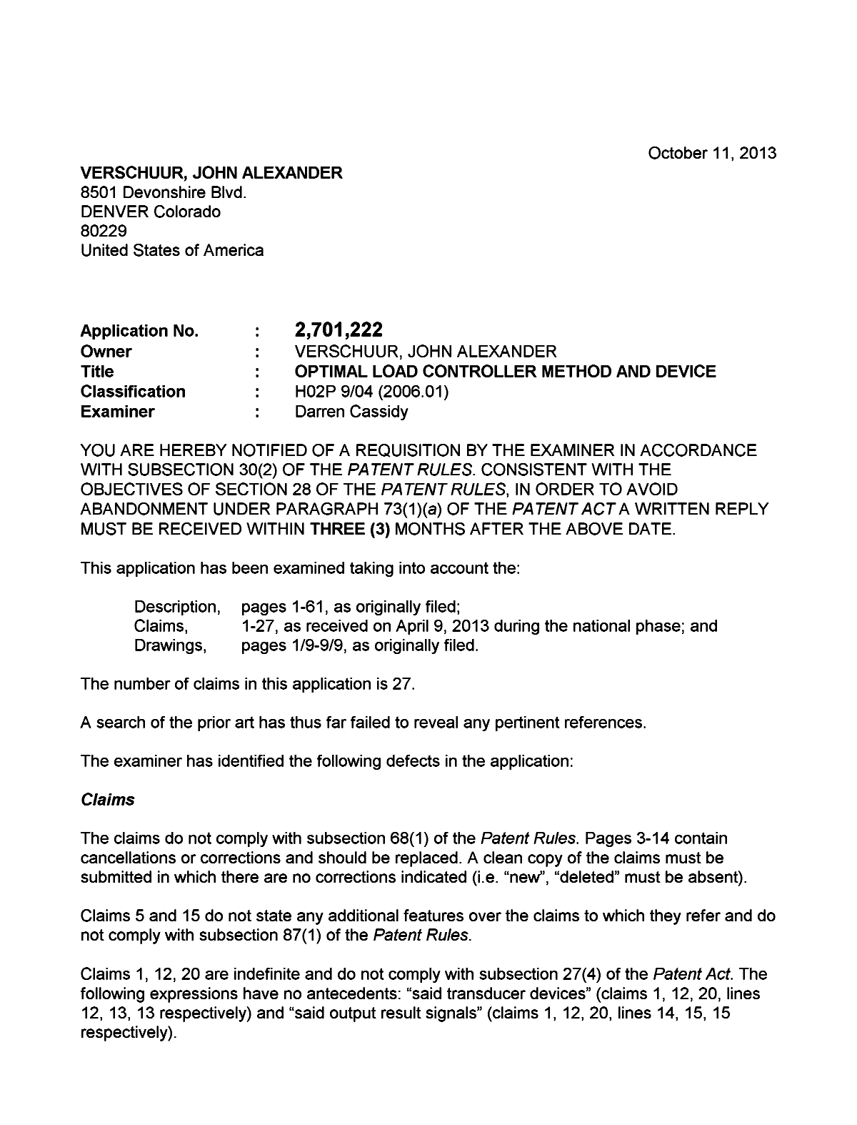 Document de brevet canadien 2701222. Poursuite-Amendment 20121211. Image 1 de 2