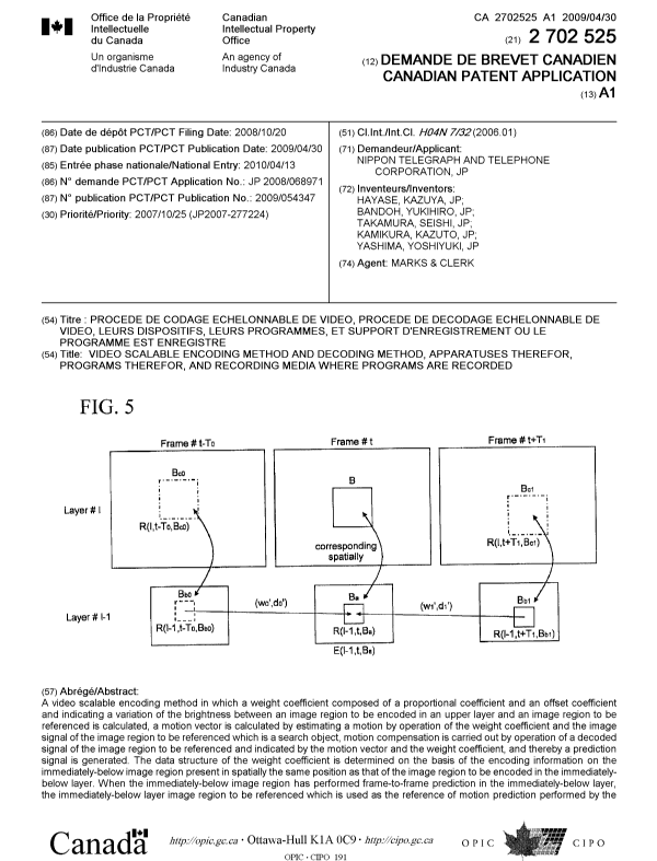 Canadian Patent Document 2702525. Cover Page 20100609. Image 1 of 2