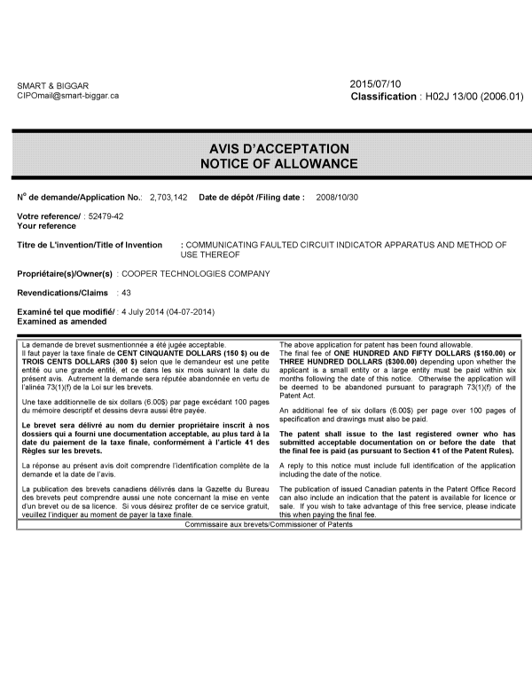 Canadian Patent Document 2703142. Correspondence 20150722. Image 1 of 1